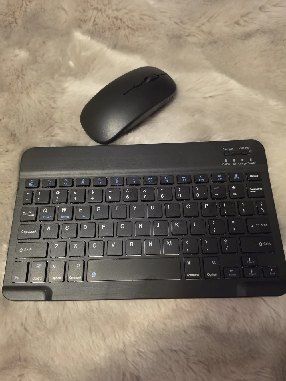 Slim Bluetooth Tablet Keyboard with Matching Wireless Mouse - Black